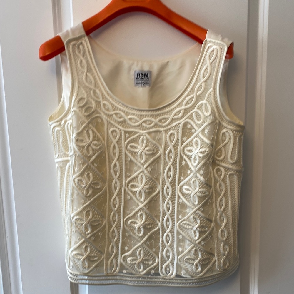 R&M Richards Cream Embellished Tank Top